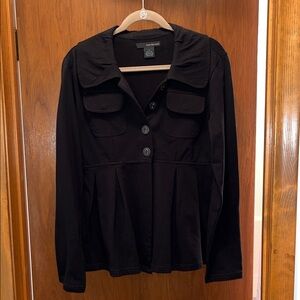 CALVIN KLEIN NEW L BLACK BABY DOLL STYLE PLEATED JACKET